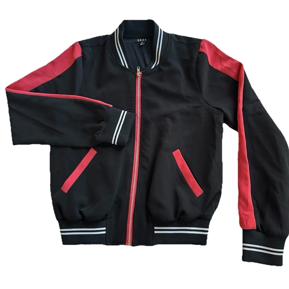 Shift Freedom Jacket Black/Red Varsity Bomber Track Style-Unisex Medium-Y2K